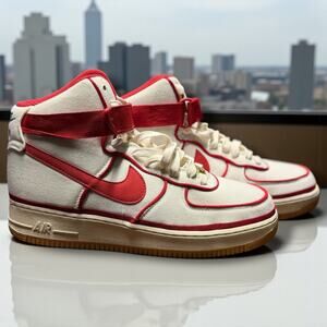 Men's 10 NIKE AIR FORCE 1 High '07  LV8 "Sail' Gym Red 806403-101 Gum Sole EUC
